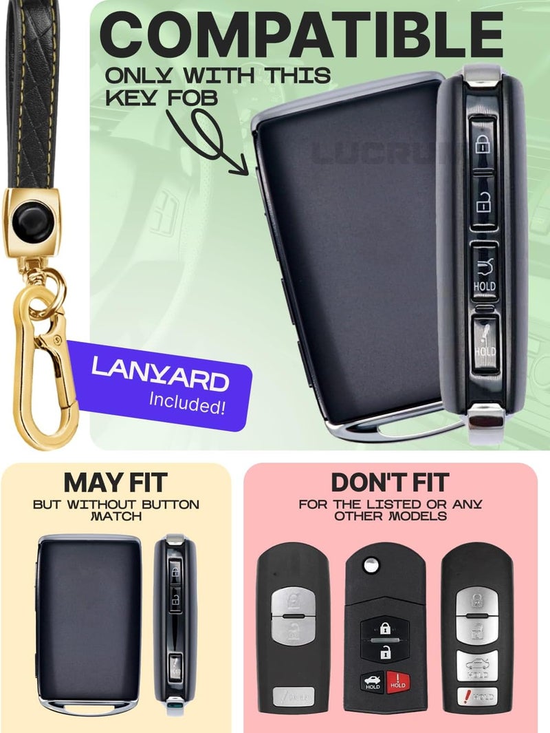 Lucrum Compatible with Mazda Key Fob Cover & Leather Keychain - TPU Case for 3, 6, CX-5 CX-9 CX-30 CX-50 CX-70 (2019-2025) - Image 2